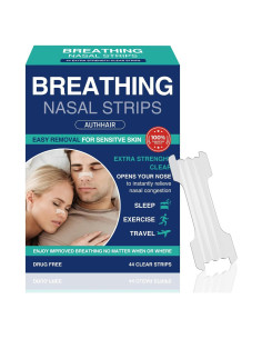 Tiras Nasales Authair Fuerza Transparentes para Piel Sensible 44 Unidades