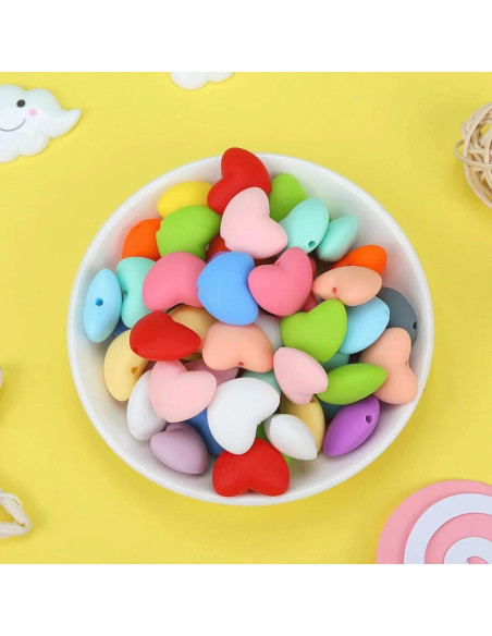 40 Perlas de Silicona Corazón Qusmeiyici Multicolor para Manualidades