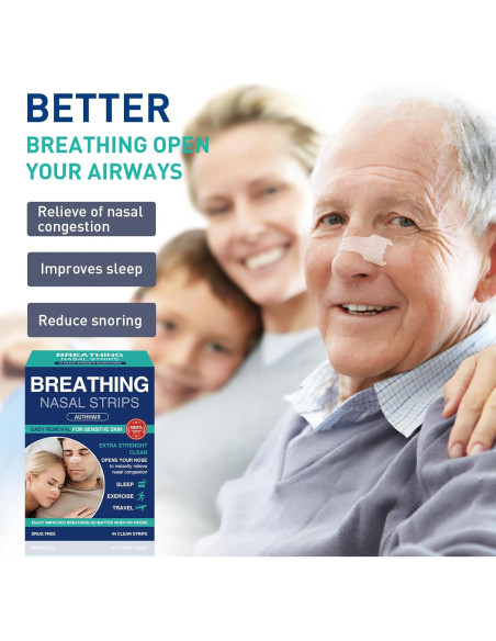 Tiras Nasales Authair Fuerza Transparentes para Piel Sensible 44 Unidades