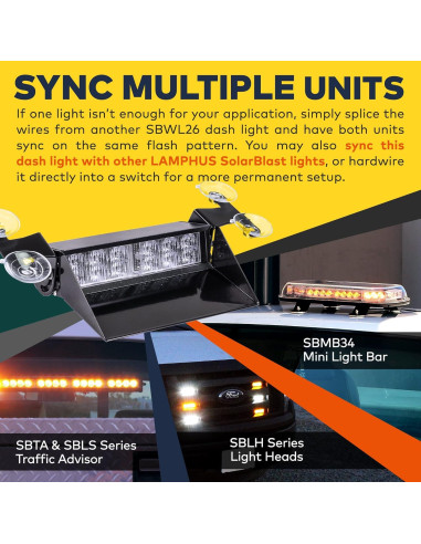 Luz Estroboscópica LED LAMPHUS SBWL26 12W Ámbar 32 Modos