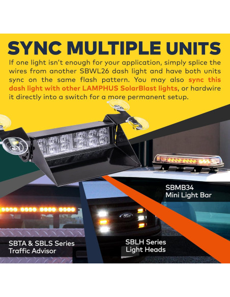 Luz Estroboscópica LED LAMPHUS SBWL26 12W Ámbar 32 Modos
