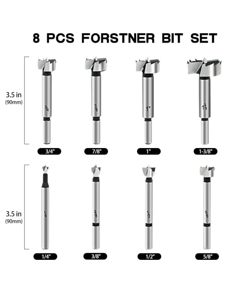 Juego de Brocas Forstner BeHappy 8 Piezas para Madera