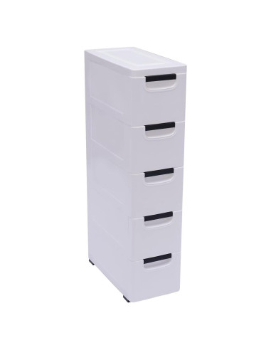 Cómoda Estrecha 5 Cajones SHOUMANUAL Blanco 84cm