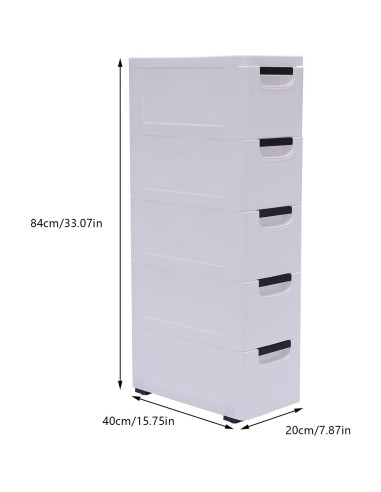 Cómoda Estrecha 5 Cajones SHOUMANUAL Blanco 84cm