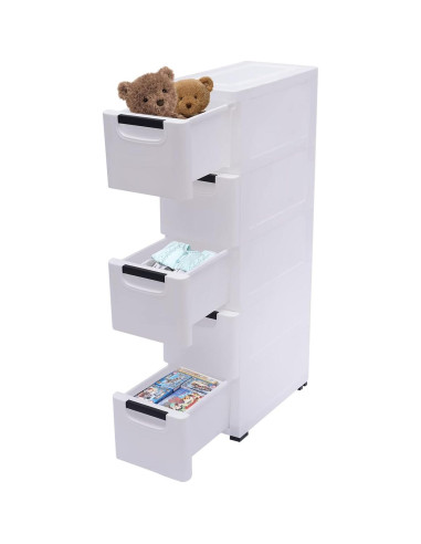 Cómoda Estrecha 5 Cajones SHOUMANUAL Blanco 84cm