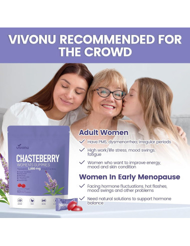 Suplemento VivoNu Gominolas Vitex Chasteberry 1000mg 120 Unidades