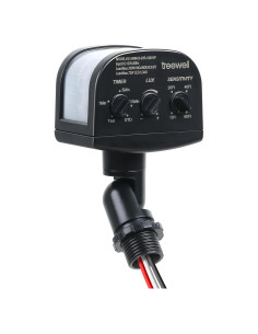 Sensor de Movimiento Treewell 240 Negro, Alcance 18.3m, LUX Ajustable