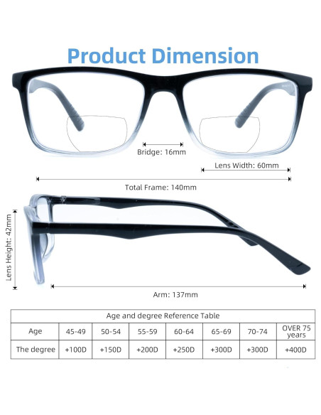 Gafas de lectura bifocales Wenzhou 1.0x con filtro azul