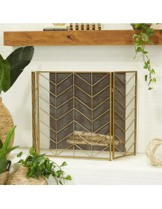 Pantalla de Chimenea Deco 79 Metal Plegable Chevron 132x79 cm 2