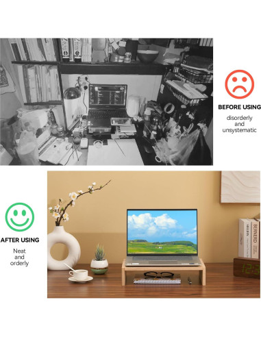 Soporte para Monitor de Madera KIRIGEN 39cm Natural