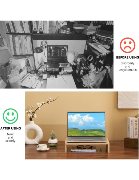 Soporte para Monitor de Madera KIRIGEN 39cm Natural