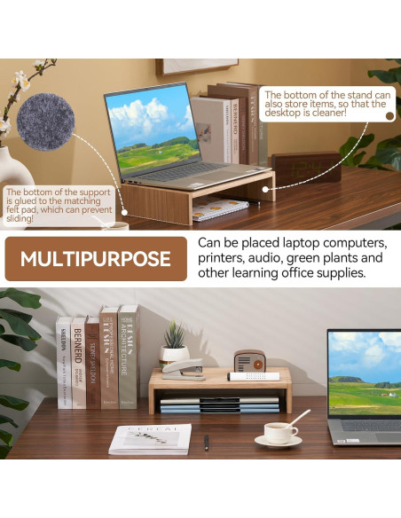 Soporte para Monitor de Madera KIRIGEN 39cm Natural