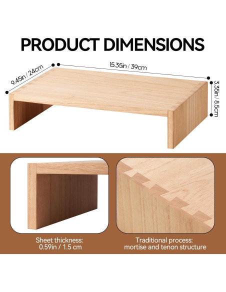 Soporte para Monitor de Madera KIRIGEN 39cm Natural