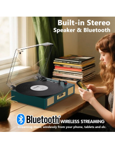 Reproductor de Vinilo Bluetooth DANFI AUDIO TE-2017 Verde Oscuro 2