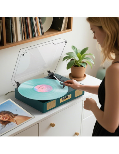 Reproductor de Vinilo Bluetooth DANFI AUDIO TE-2017 Verde Oscuro