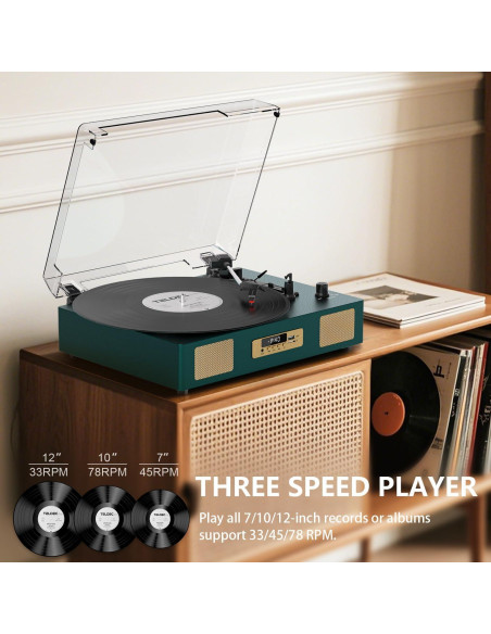 Reproductor de Vinilo Bluetooth DANFI AUDIO TE-2017 Verde Oscuro