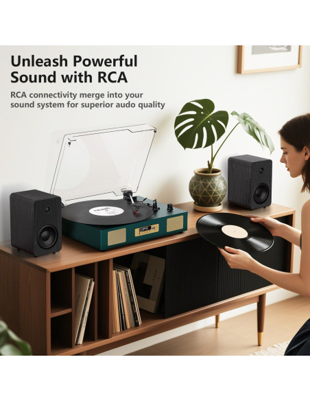 Reproductor de Vinilo Bluetooth DANFI AUDIO TE-2017 Verde Oscuro