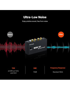 Fosi Audio BOX X1 Preamplificador de Fono MM 12V RCA y Auriculares 2