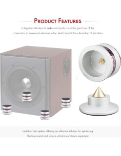 Pies de Aislamiento de Altavoz Tertullus - 4 Pcs Aluminio Plata 2