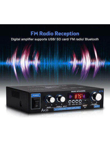 Amplificador de Audio Estéreo Bluetooth Daakro AK35, 200W