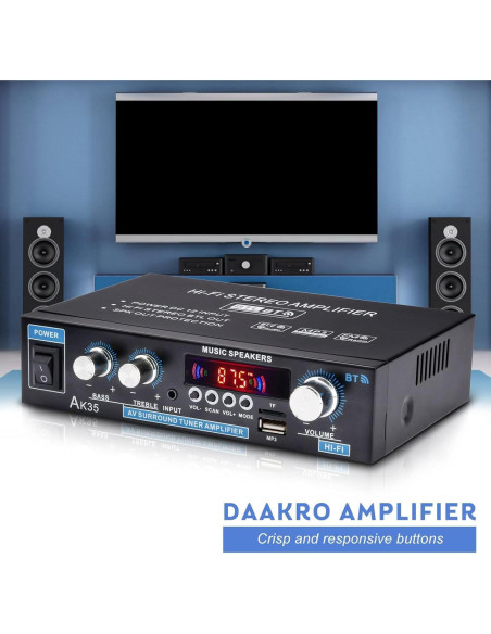 Amplificador de Audio Estéreo Bluetooth Daakro AK35, 200W