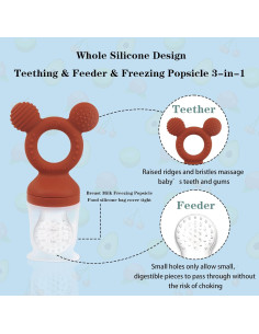 Extractor de Frutas para Bebés HAOBAOBEI con 3 Tetinas Silicona 2