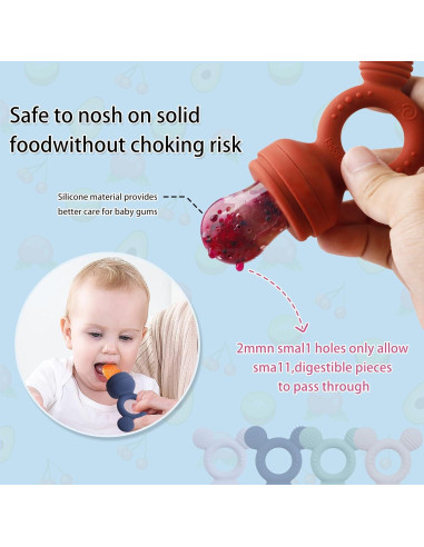 Extractor de Frutas para Bebés HAOBAOBEI con 3 Tetinas Silicona