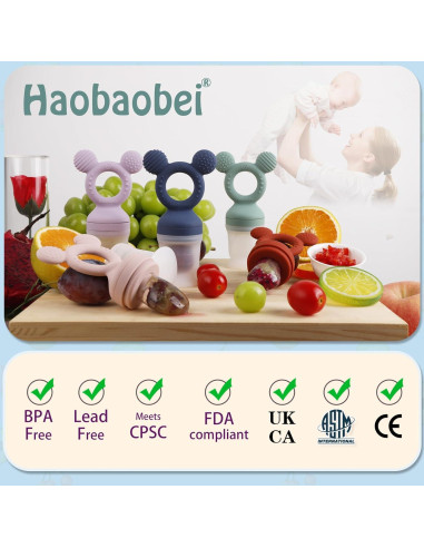 Extractor de Frutas para Bebés HAOBAOBEI con 3 Tetinas Silicona