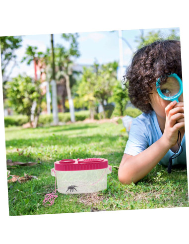 2 Cajas de Observación de Insectos HONMEET con Lupa Rosa