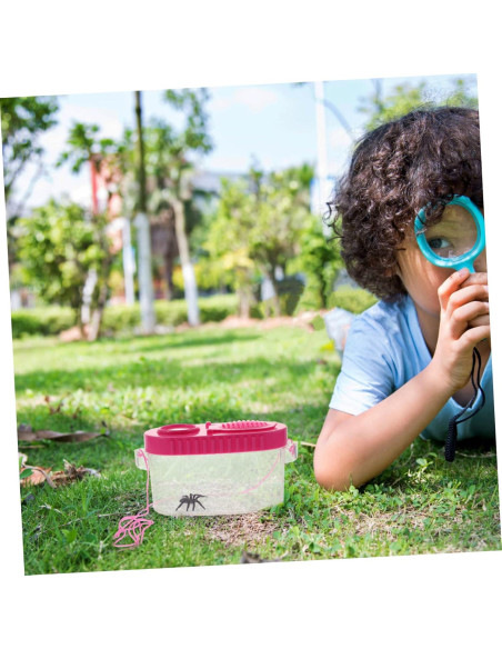 2 Cajas de Observación de Insectos HONMEET con Lupa Rosa