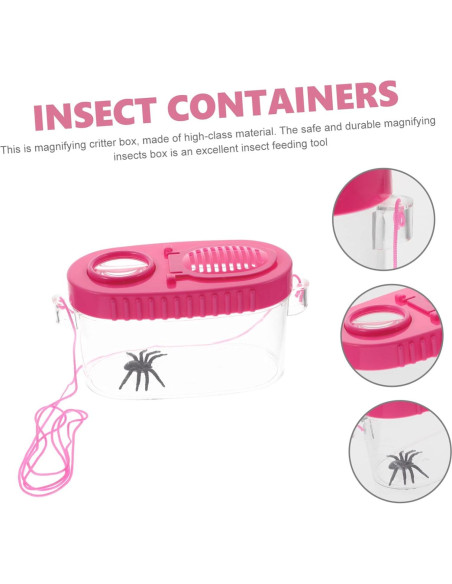 2 Cajas de Observación de Insectos HONMEET con Lupa Rosa