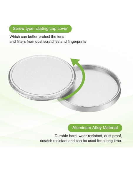 Tapa de Filtro de Lente PATIKIL 39mm Aluminio Plata