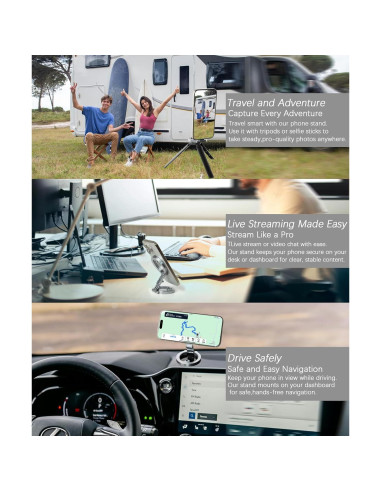 Soporte Magnético Doble para Teléfono Amlanpin Negro Ajustable