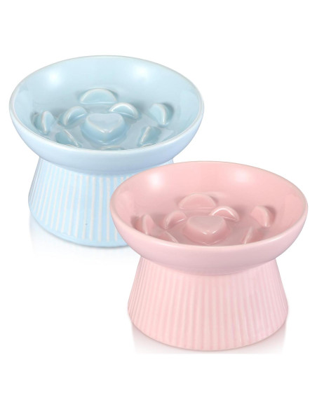 Cuencos Elevados para Gatos Layhit de Cerámica 15x9cm 2 Piezas