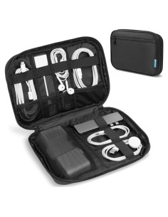 Organizador de Cables de Viaje PAVILIA Negro 25.4x17.3cm