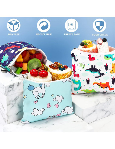 Chumia 6 Bolsas de Snack Reutilizables para Niños 18x18cm