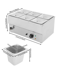 Calentador de Comida Eléctrico AGULIUM 1500W 6 Sartenes 2.2L 2