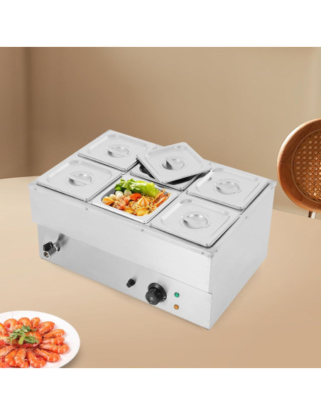 Calentador de Comida Eléctrico AGULIUM 1500W 6 Sartenes 2.2L