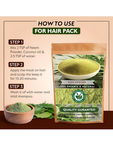 Polvo de Neem 250g Ayushka Organic - Suplemento Natural Piel y Cabello