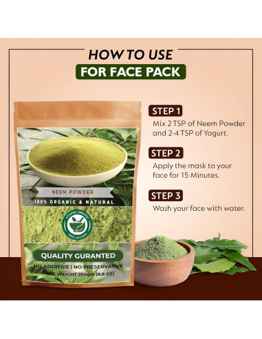 Polvo de Neem 250g Ayushka Organic - Suplemento Natural Piel y Cabello