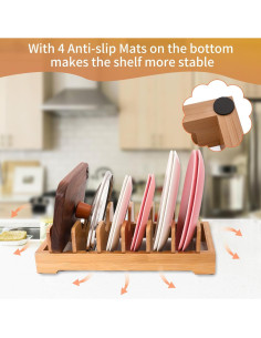 Estante de cocina de bambú XiaoyuziTF, 7 divisores ajustables 2