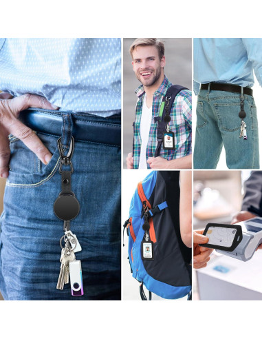 Soporte de identificación retráctil Coinarin con llavero y clip