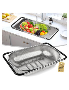 Colador de Fregadero FirstE Acero Inoxidable Expandible 34-56 cm