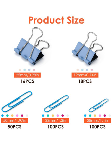 Conjunto de Clips de Oficina Tsondeku 284 Pcs Coloridos