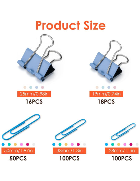 Conjunto de Clips de Oficina Tsondeku 284 Pcs Coloridos