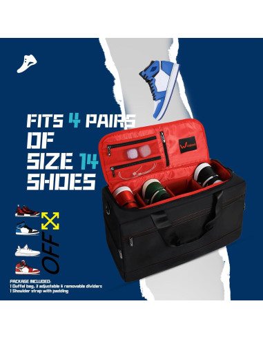 Bolsa de Viaje Duffel Wzsipod para Zapatillas Rojo 55.88x24.89x30.48cm