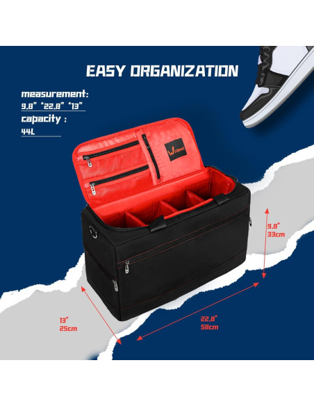 Bolsa de Viaje Duffel Wzsipod para Zapatillas Rojo 55.88x24.89x30.48cm