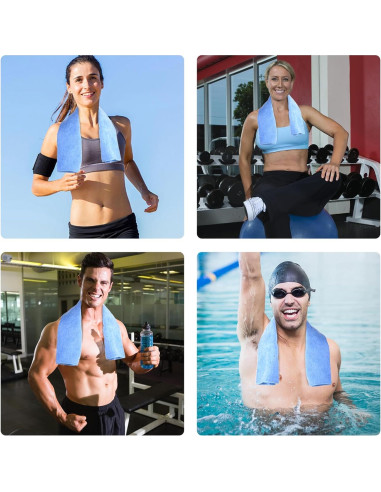 Juego de Toallas de Microfibra Wmiyafff 3 Piezas Azul 35x74 cm