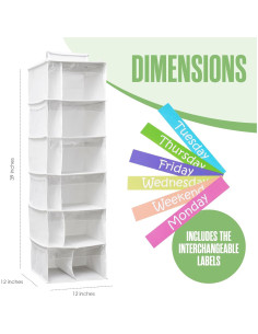 Organizador de Ropa Semanal Colgante Houseables 6 Estantes 2
