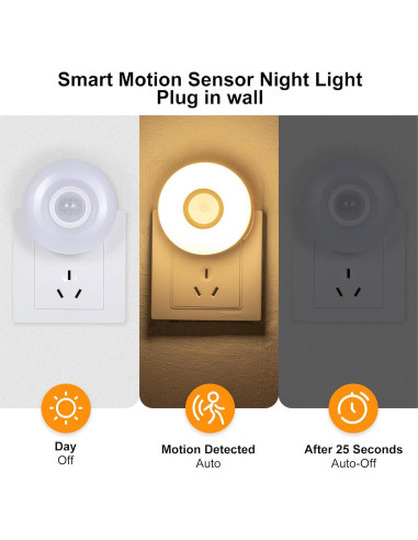 Luces Nocturnas Enchufables YELKO con Sensor de Movimiento - 4 Piezas